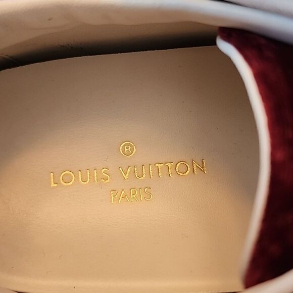 Authentic Louis Vuitton Front Row Red Velvet Monogram Patent Sneakers Shoes 39 - Picture 5 of 7